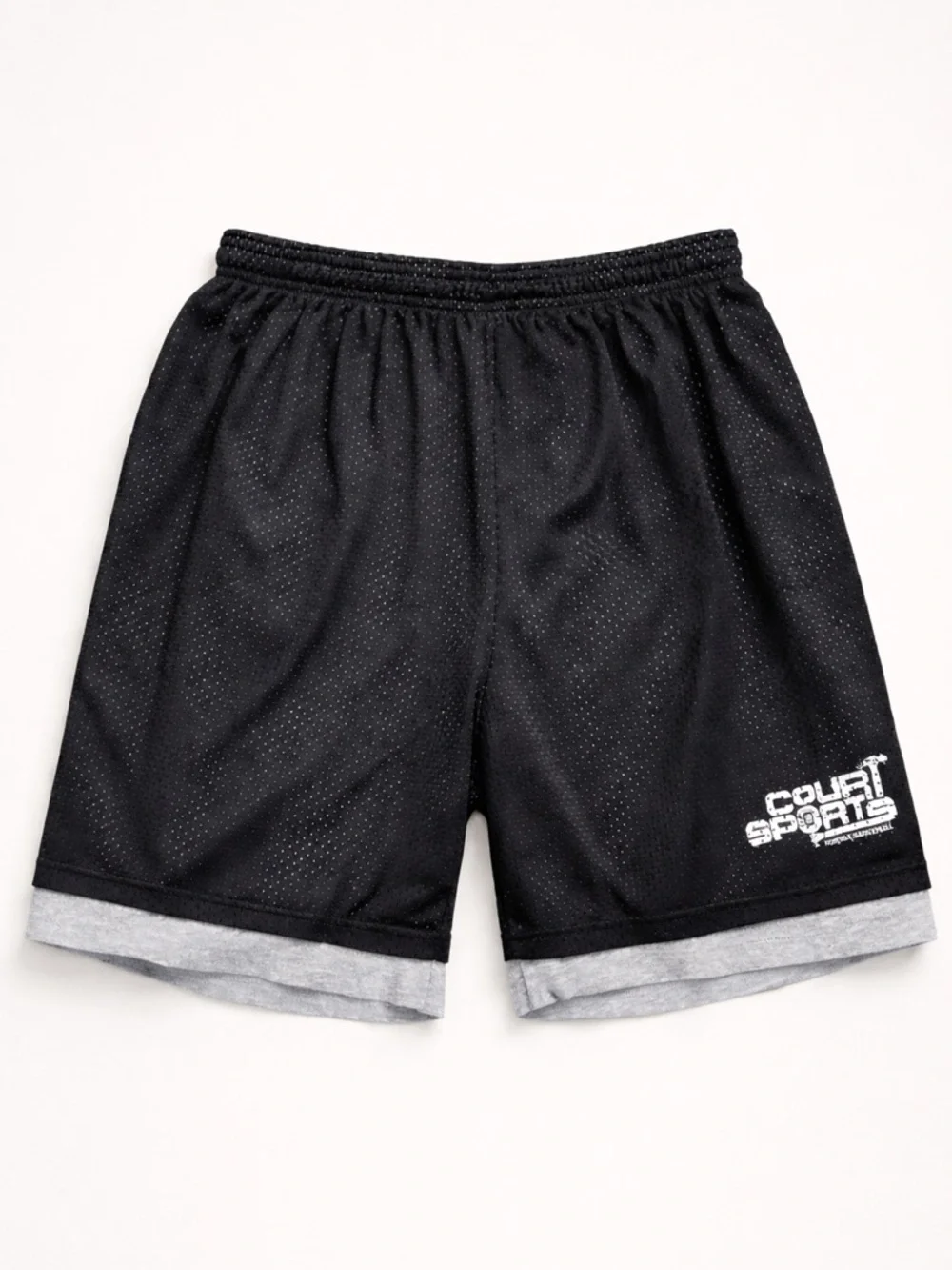 Vintage ROBINSON APPAREL Mens Double Layer Mesh Gym Shorts USA Black Gray  L